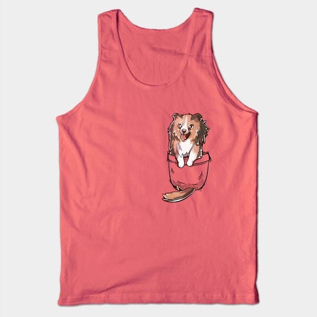 Pocket Cute Sheltie Dog Tank Top by TechraPockets